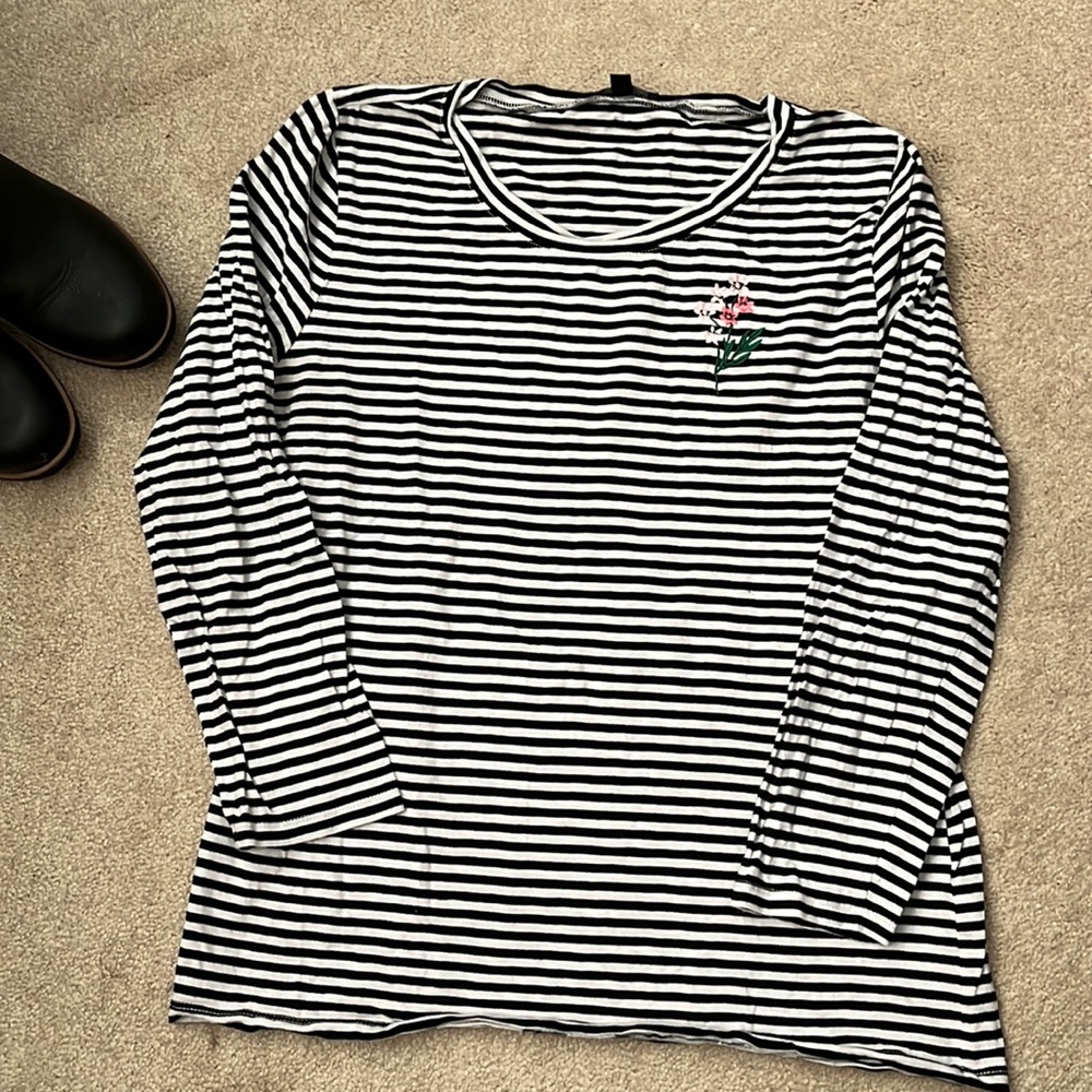 Abigail Borg for J Crew embroidered striped t-shirt